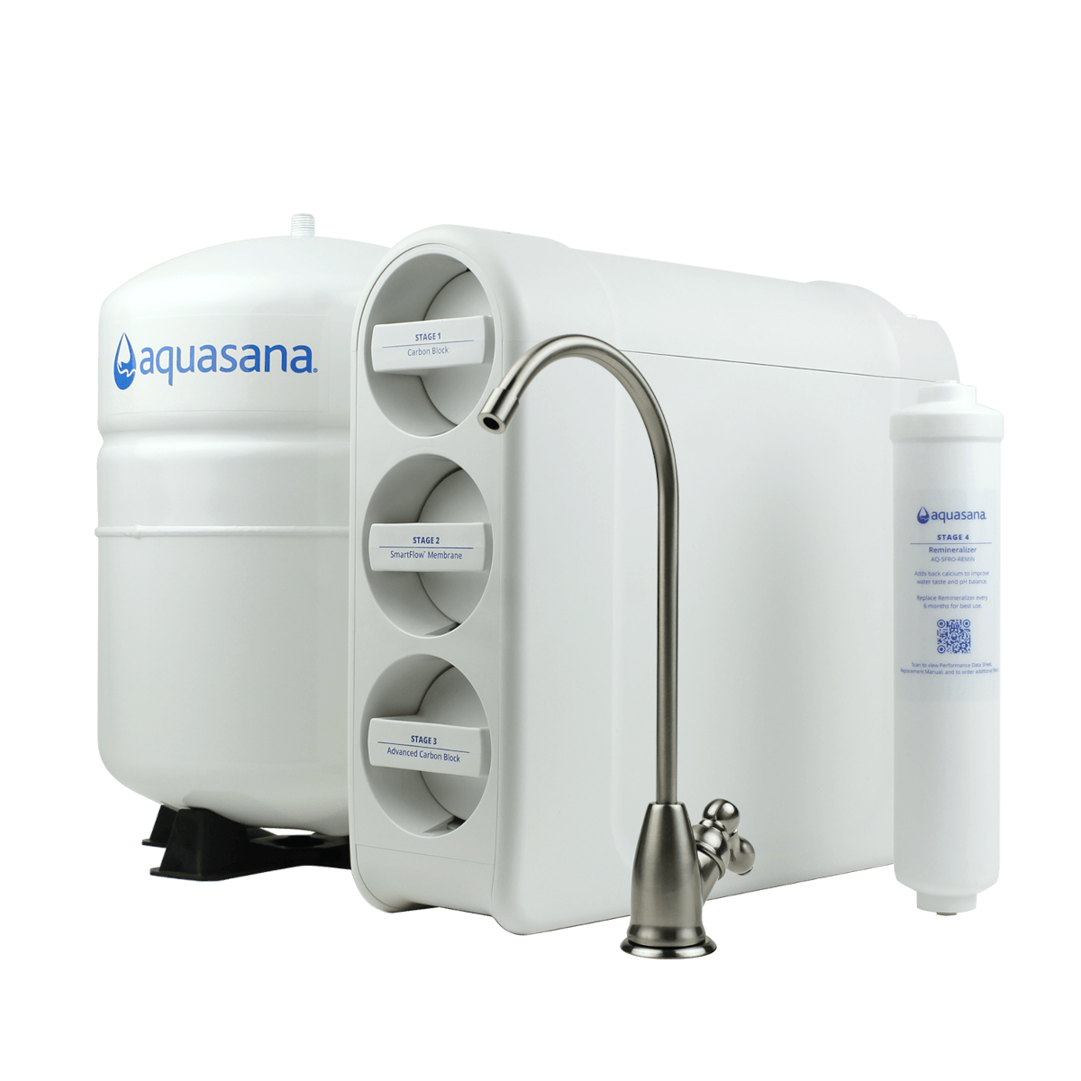 Aquasana Smartflow® Reverse Osmosis Water Filter Removes Up to 99.99% of 90 Contaminants Certified to NSF/ANSI 42, 53, 58 & 401 Brushed Nickel AQ-SFRO2-BN