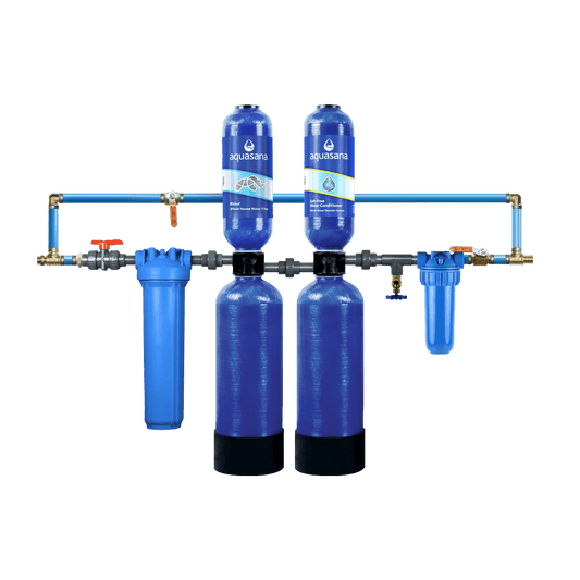 Aquasana Rhino Whole House Water Filter System With Salt-Free Water Conditioner Reduces 97% of Chlorine Home Water Filtration 10/1,000,000  WH-1000-CS-B-LM