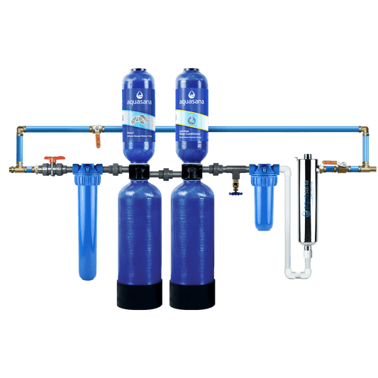 Aquasana Rhino® Whole House Water UV Filter System With Salt-Free Water Conditioner Reduces 97% of Chlorine Home Water Filtration 1 Million Gallon  WH-1000-CS-UV-B