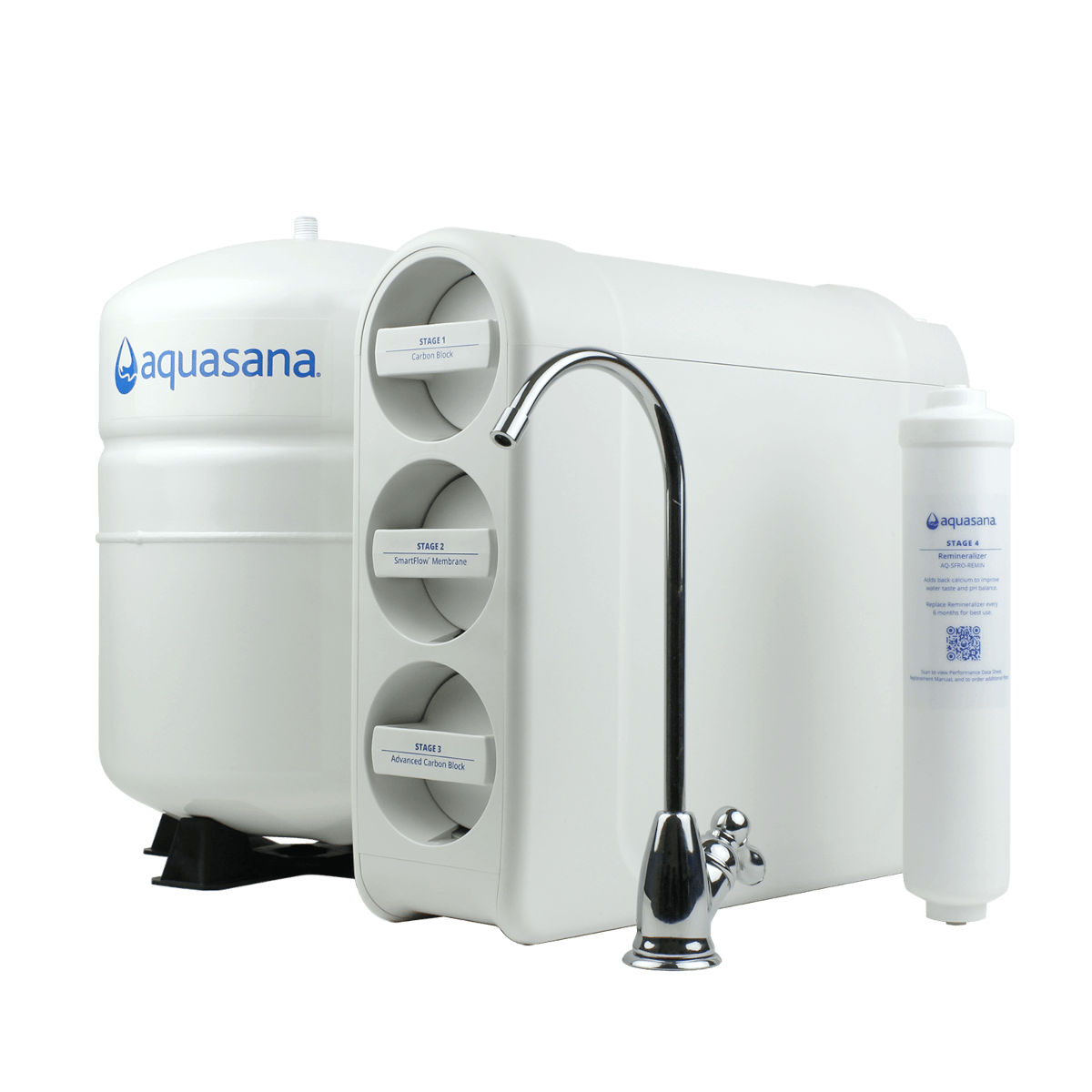 Aquasana Smartflow® Reverse Osmosis Water Filter Removes Up to 99.99% of 90 Contaminants Certified to NSF/ANSI 42, 53, 58 & 401 Chrome AQ-SFRO2-CHR