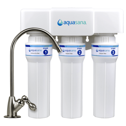 Aquasana 3-Stage Fast Flow Rate Under Sink Water Filter 15X Stronger Filtration Reduces 78 Contaminants Certified to NSF/ANSI 42, 53 & 401 Brushed Nickel AQ-6300M-BN