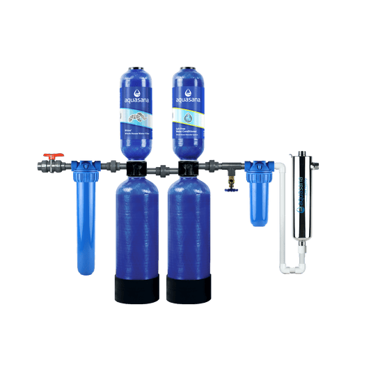 Aquasana Rhino® Whole House Water UV Filter System With Salt-Free Water Conditioner Reduces 97% of Chlorine Home Water Filtration 1 Million Gallon  WH-1000-CS-UV